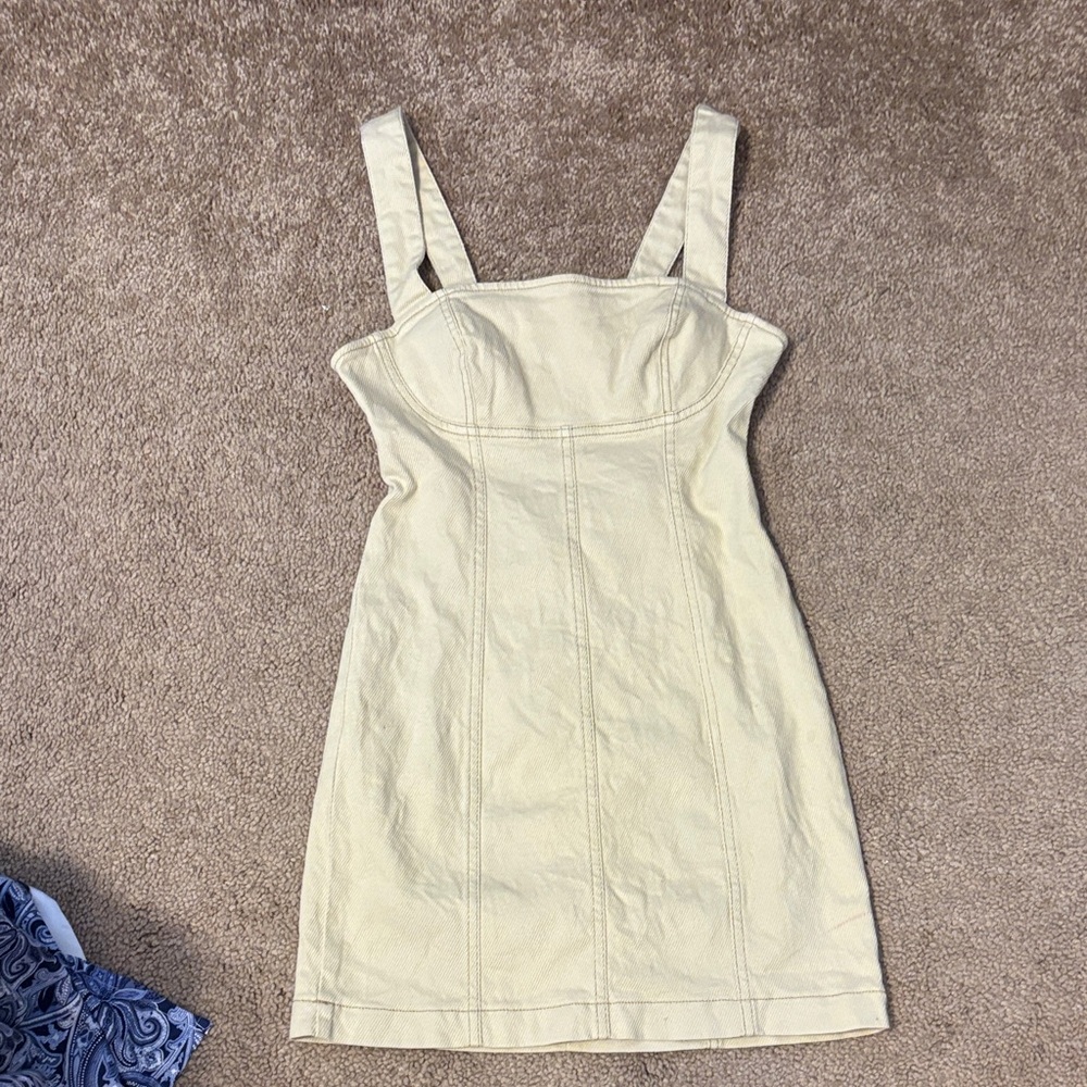 Urban outfitters Cream Sleeveless Denim Sheath Dress